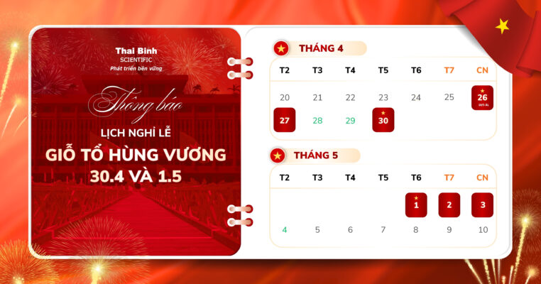 thông báo lịch nghỉ lễ giỗ tổ hung vương và 30/04 -01/05 năm 2026
